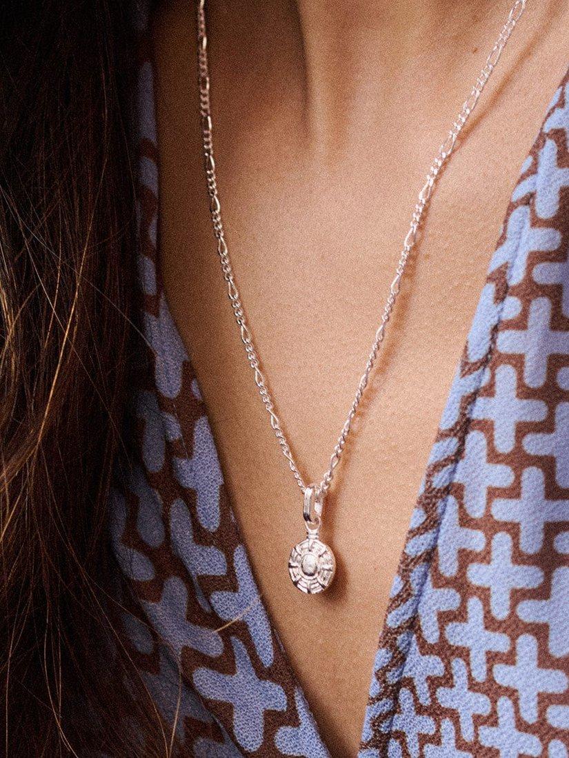 Product image 4 of 5, which shows Daisy London Textured Disc Charm Pendant, Silver