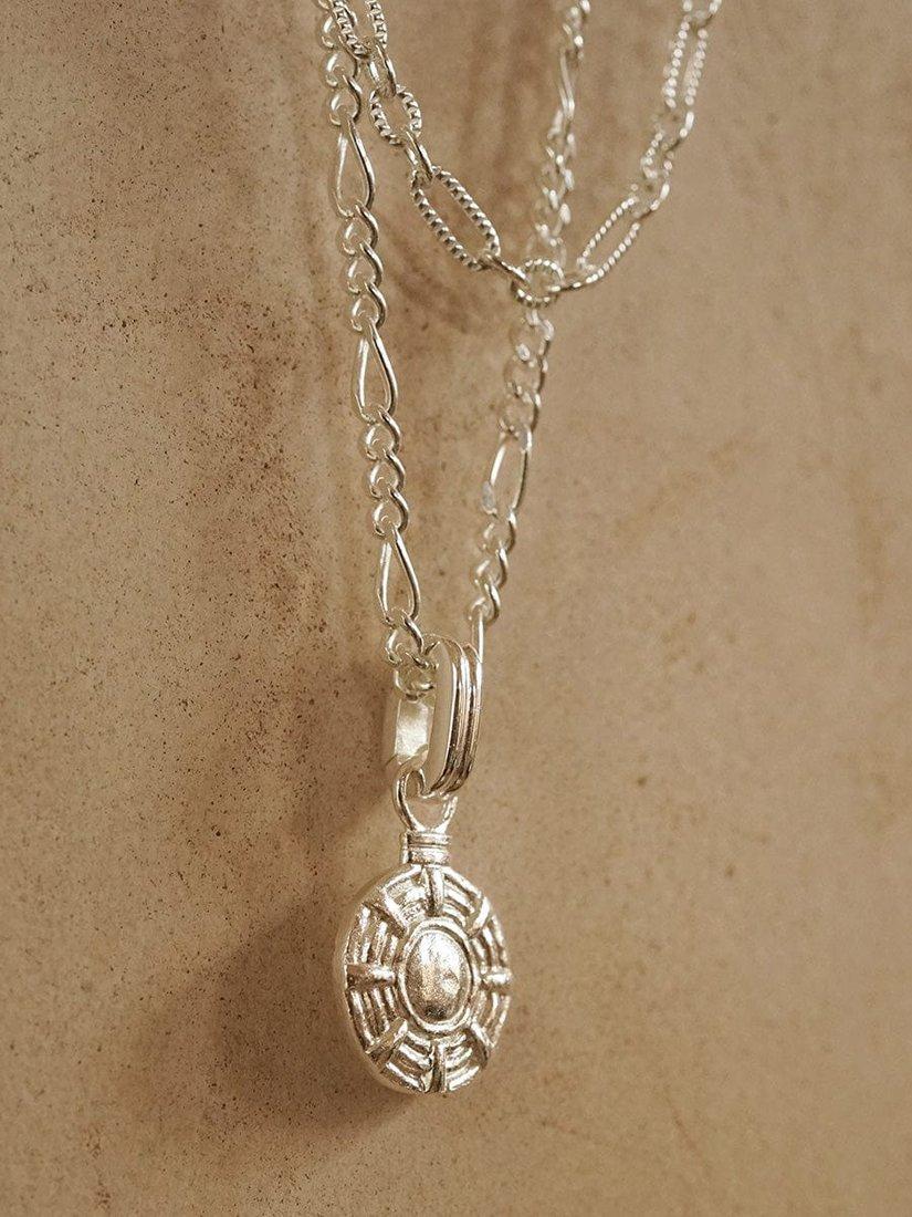 Product image 5 of 5, which shows Daisy London Textured Disc Charm Pendant, Silver