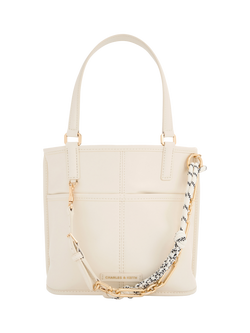 CHARLES & KEITH Addison Tote Bag, Cream, Cream