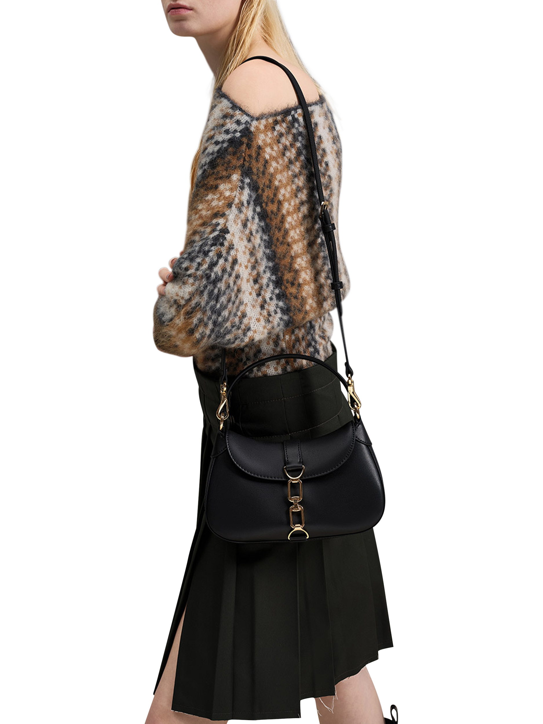 Product image 2 of 6, which shows CHARLES & KEITH Agatha Hobo Bag, Black