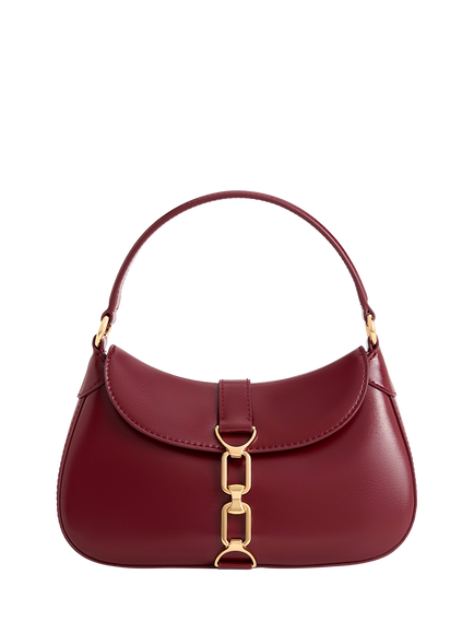 CHARLES & KEITH Agatha Hobo Shoulder Bag, Burgundy