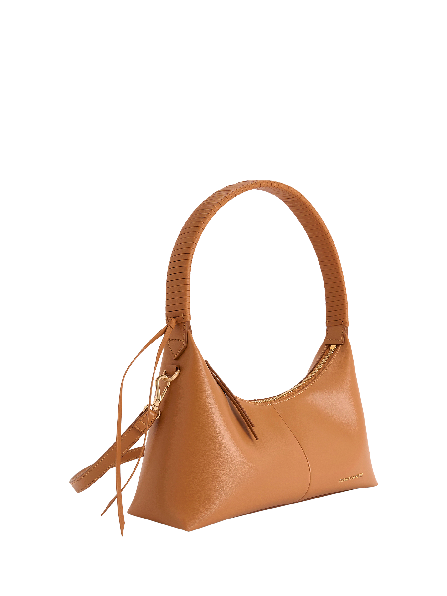 Product image 2 of 5, which shows CHARLES & KEITH Simone Faux Leather Shoulder Bag, Tan