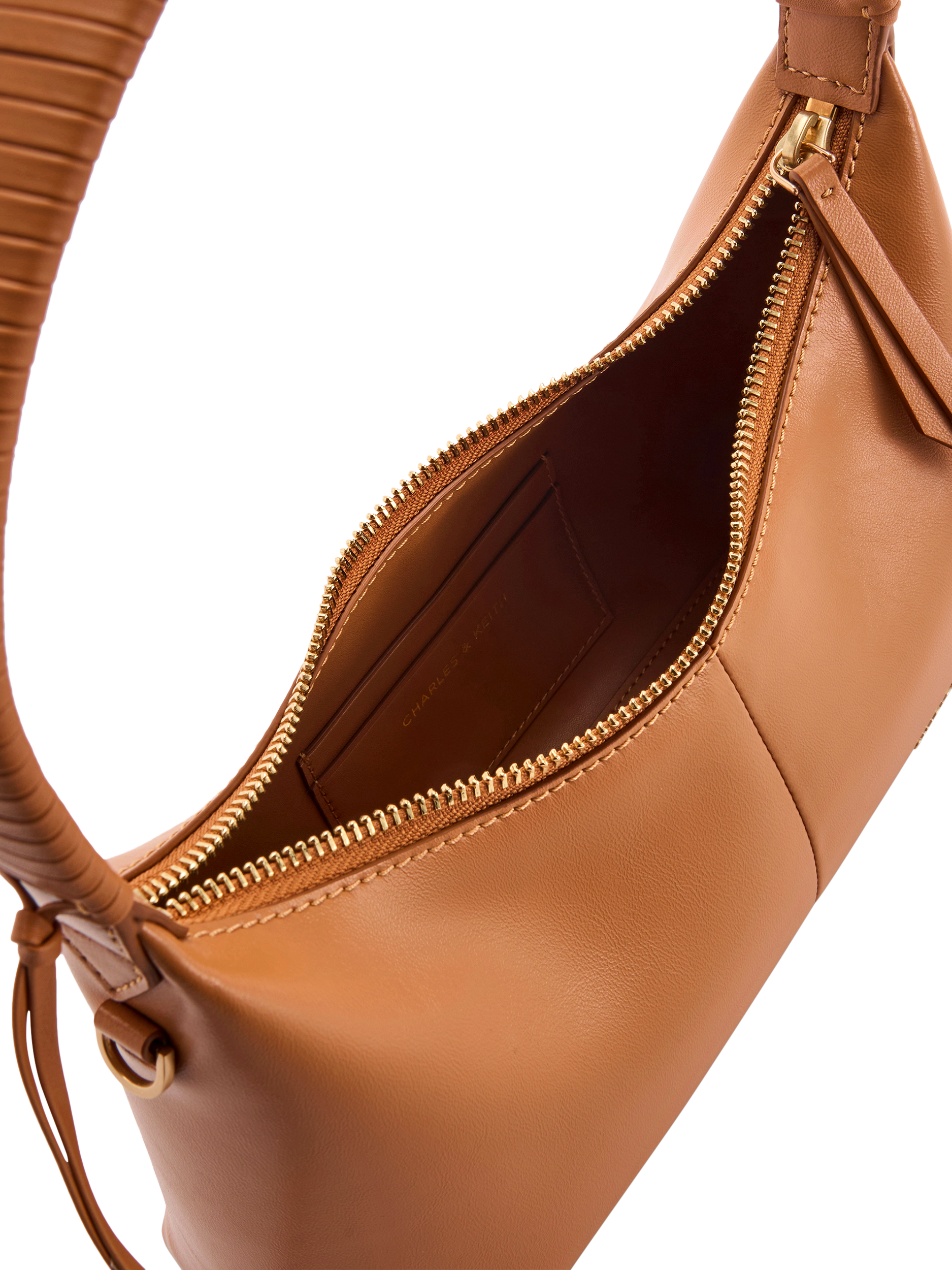 Product image 5 of 5, which shows CHARLES & KEITH Simone Faux Leather Shoulder Bag, Tan