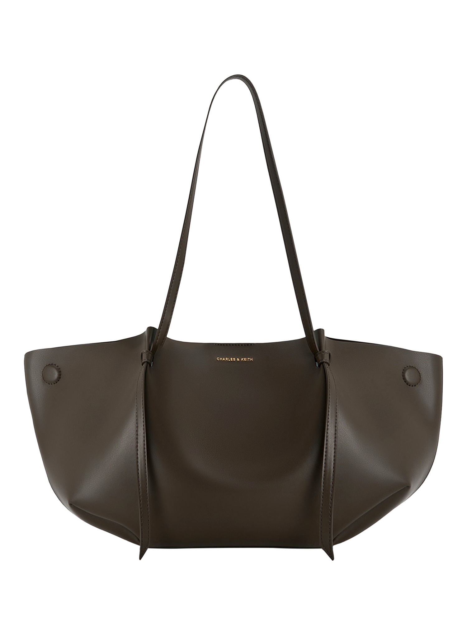 【美品】CHARLES & KEITH トートバッグDark Moss 袋あり CHARLES & KEITH クラシックダブルハンドル トートバッグ【再