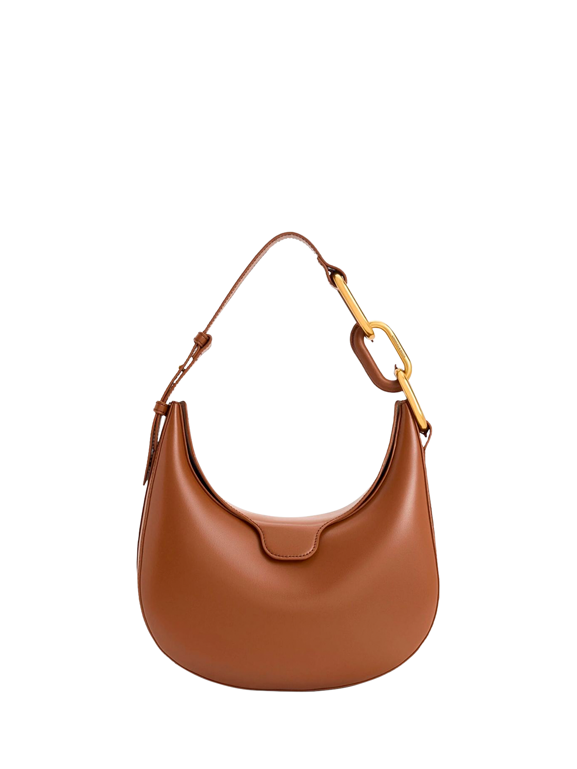 Product image 1 of 4, which shows CHARLES & KEITH Kora Faux Leather Half Moon Hobo Shoulder Bag, Chocolate