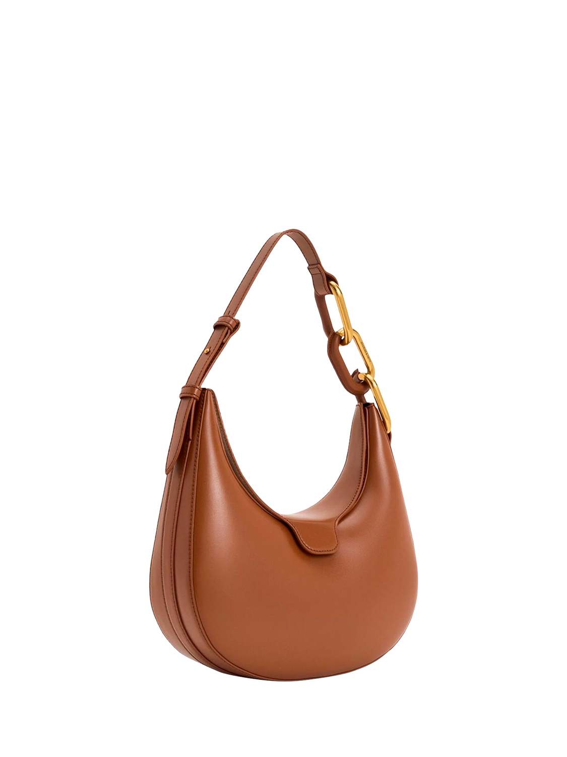 Product image 2 of 4, which shows CHARLES & KEITH Kora Faux Leather Half Moon Hobo Shoulder Bag, Chocolate