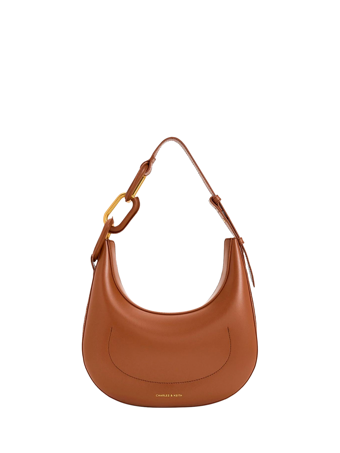Product image 3 of 4, which shows CHARLES & KEITH Kora Faux Leather Half Moon Hobo Shoulder Bag, Chocolate
