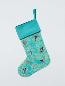 John Lewis x Sara Miller London Chelsea Collection Birds Christmas Stocking, Green, Green