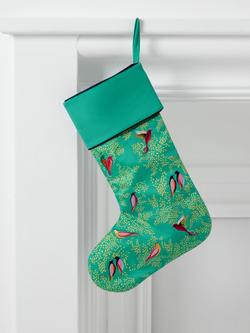 John Lewis x Sara Miller London Chelsea Collection Birds Christmas Stocking, Green - view 2, Green