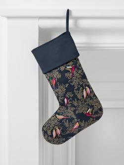 John Lewis x Sara Miller London Chelsea Collection Birds Christmas Stocking, Navy - view 2, Navy