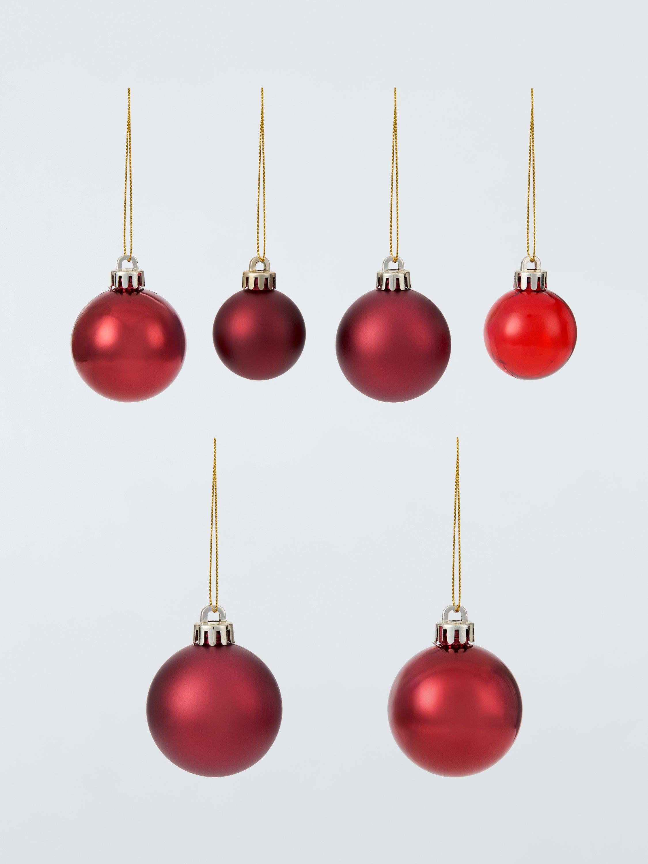 John Lewis Small Shatterproof Baubles, Box of 100, Red