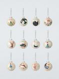 John Lewis Twelve Days of Christmas Glass Baubles, Box of 12
