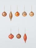 John Lewis Assorted Glass Baubles, Box of 20, Copper