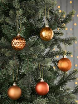 John Lewis Shatterproof Baubles, Box of 30, Copper - view 2, Copper