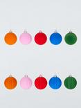 John Lewis Shatterproof Flocked Baubles, Box of 30, Multi