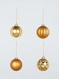 John Lewis Shatterproof Baubles, Box of 30, Gold