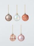 John Lewis Shatterproof Baubles, Box of 30, Pink