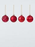 John Lewis Shatterproof Baubles, Box of 30, Red