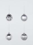 John Lewis Shatterproof Baubles, Box of 30, Silver