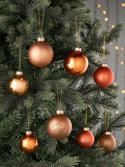 John Lewis Glass Baubles, Box of 42, Amber - view 2, Amber