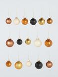 John Lewis Glass Baubles, Box of 42, Black/Gold