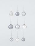 John Lewis Glass Baubles, Box of 42, Silver