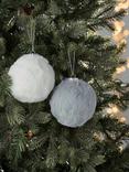 John Lewis Shatterproof Faux Fur Baubles, Box of 4, White/Grey