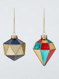 John Lewis Diamond Shaped Glass Baubles, Box of 9