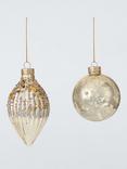 John Lewis Glitter/Mercury Glass Baubles, Box of 9, Gold