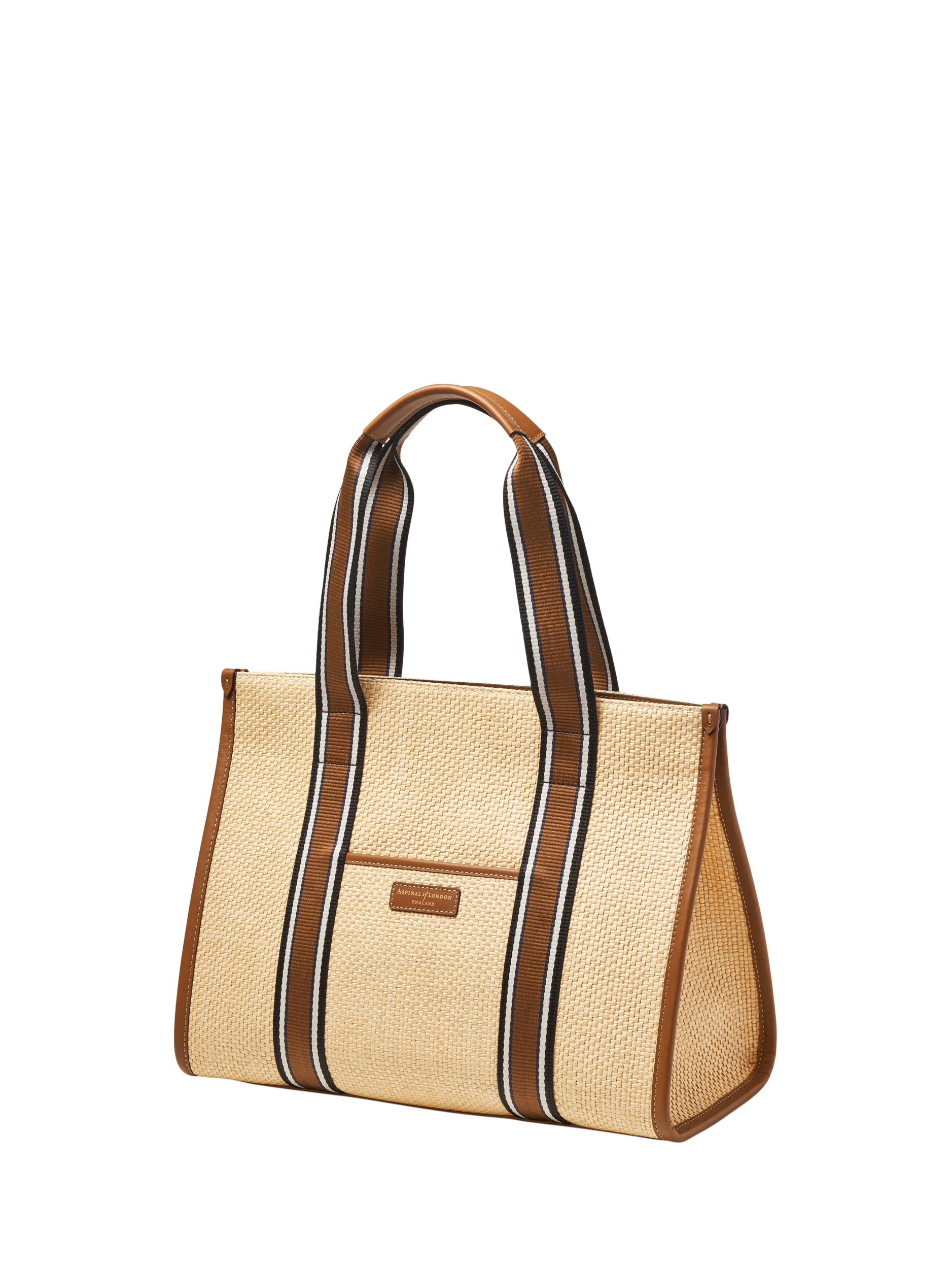 Product image 3 of 6, which shows Aspinal of London Henley Raffia Tote Bag, Neutral