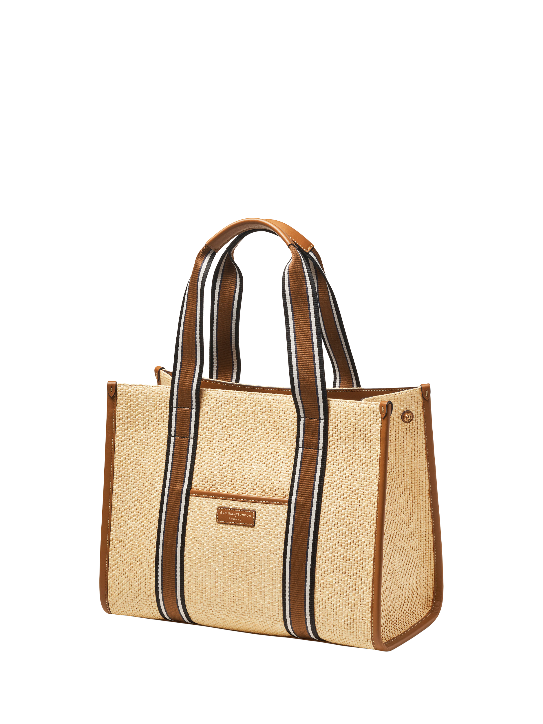 Product image 4 of 6, which shows Aspinal of London Henley Raffia Tote Bag, Neutral