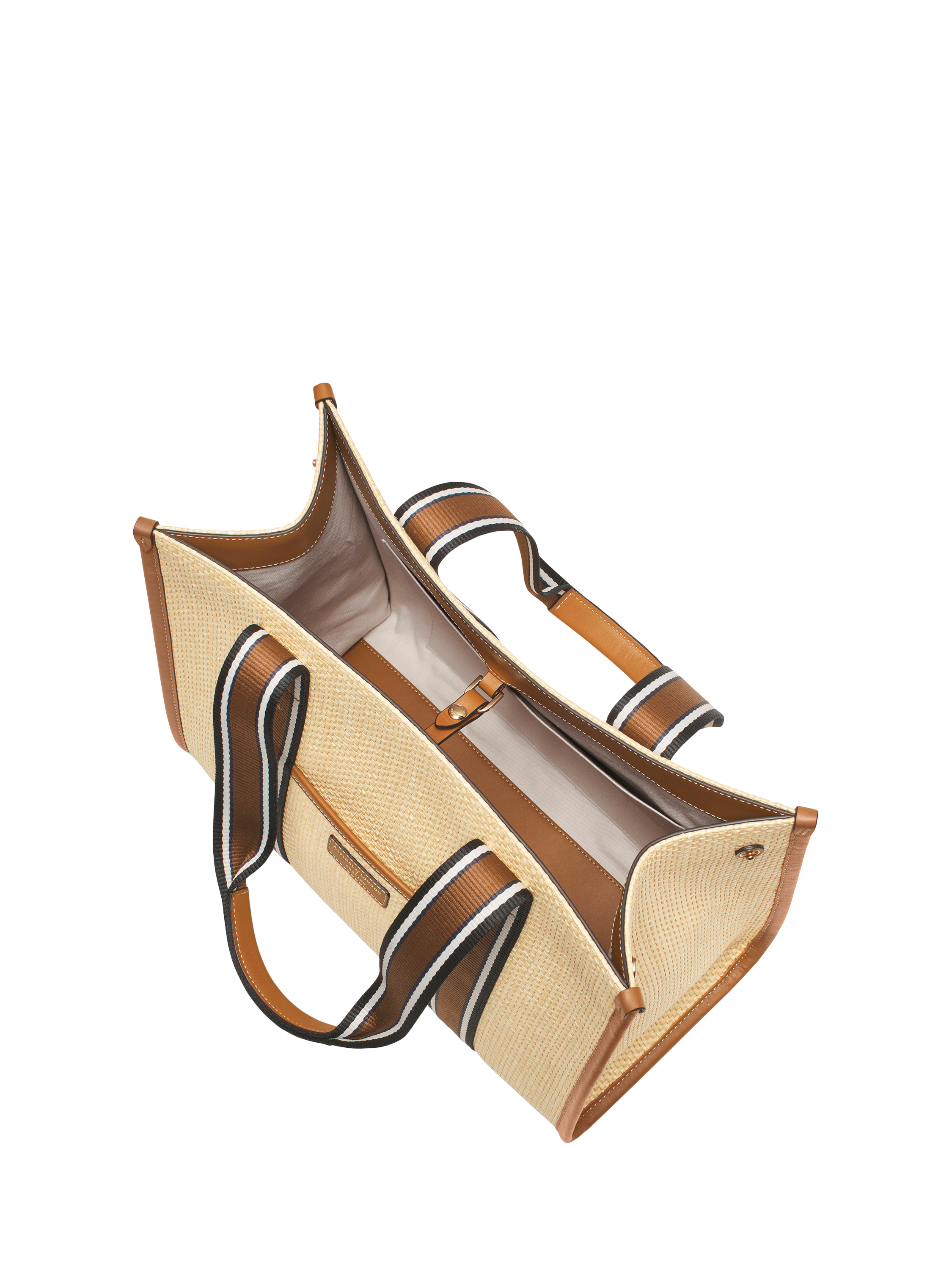 Product image 5 of 6, which shows Aspinal of London Henley Raffia Tote Bag, Neutral