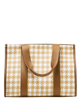 Aspinal of London Henley Raffia Houndstooth Tote Bag, Neutral