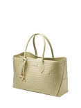 Aspinal of London Slot Weave Leather London Tote Bag, Pistachio