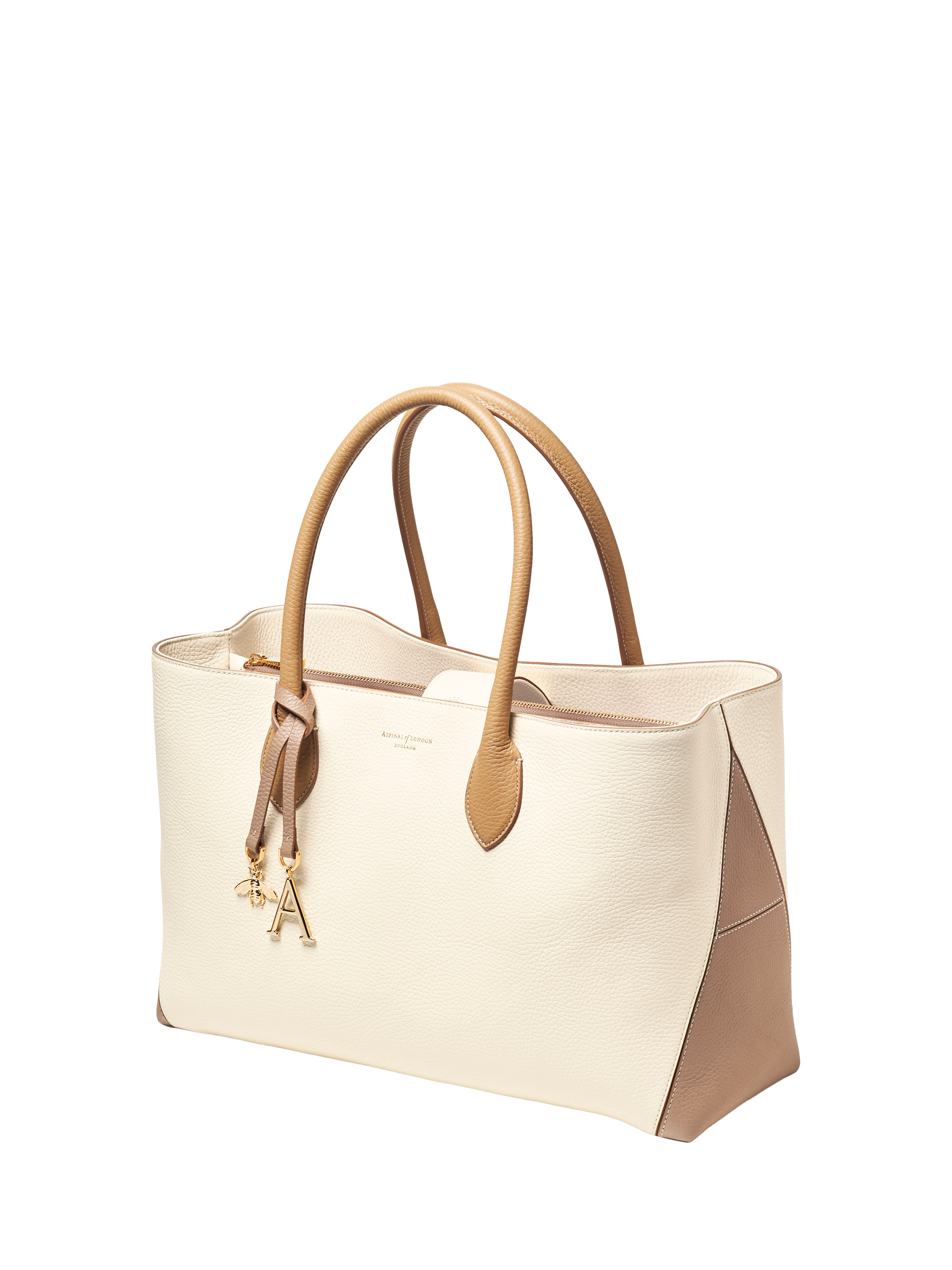 Product image 2 of 4, which shows Aspinal of London London Leather Tote Bag, Taupe