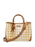 Aspinal of London London Midi Raffia Houndstooth Tote Bag, Neutral