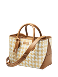 Aspinal of London London Midi Raffia Houndstooth Tote Bag, Neutral