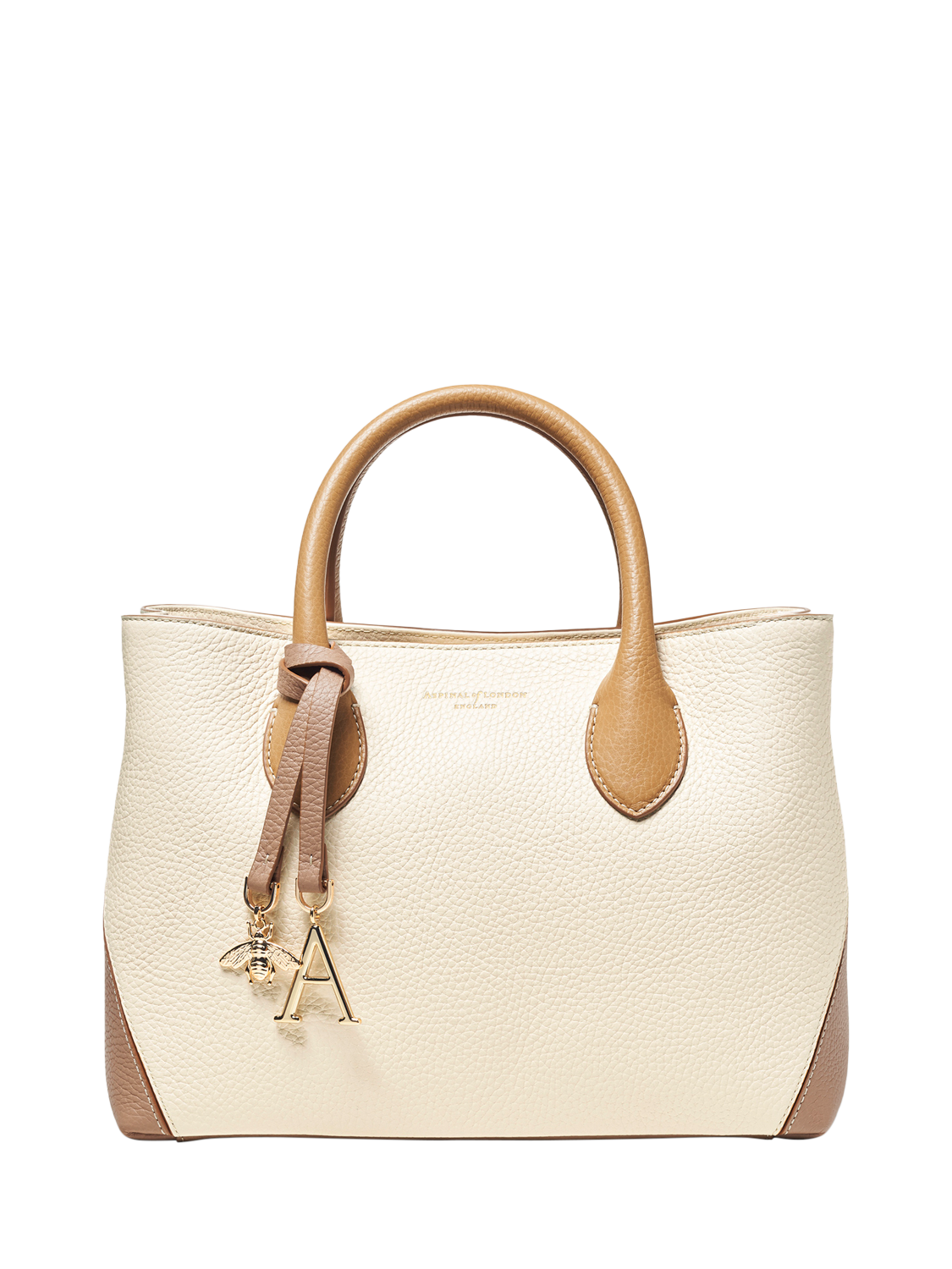Product image 3 of 5, which shows Aspinal of London Midi London Smooth Leather Tote Bag, Taupe