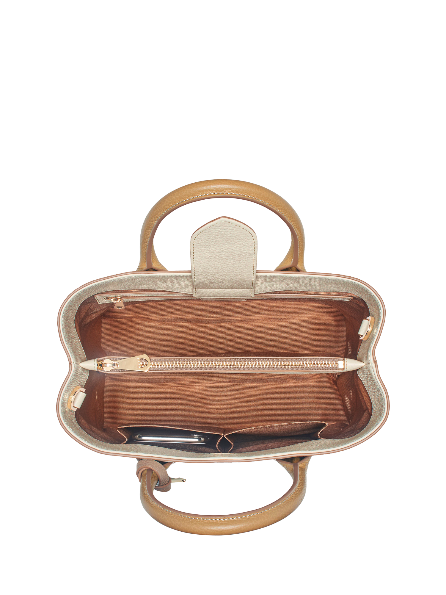 Product image 5 of 5, which shows Aspinal of London Midi London Smooth Leather Tote Bag, Taupe