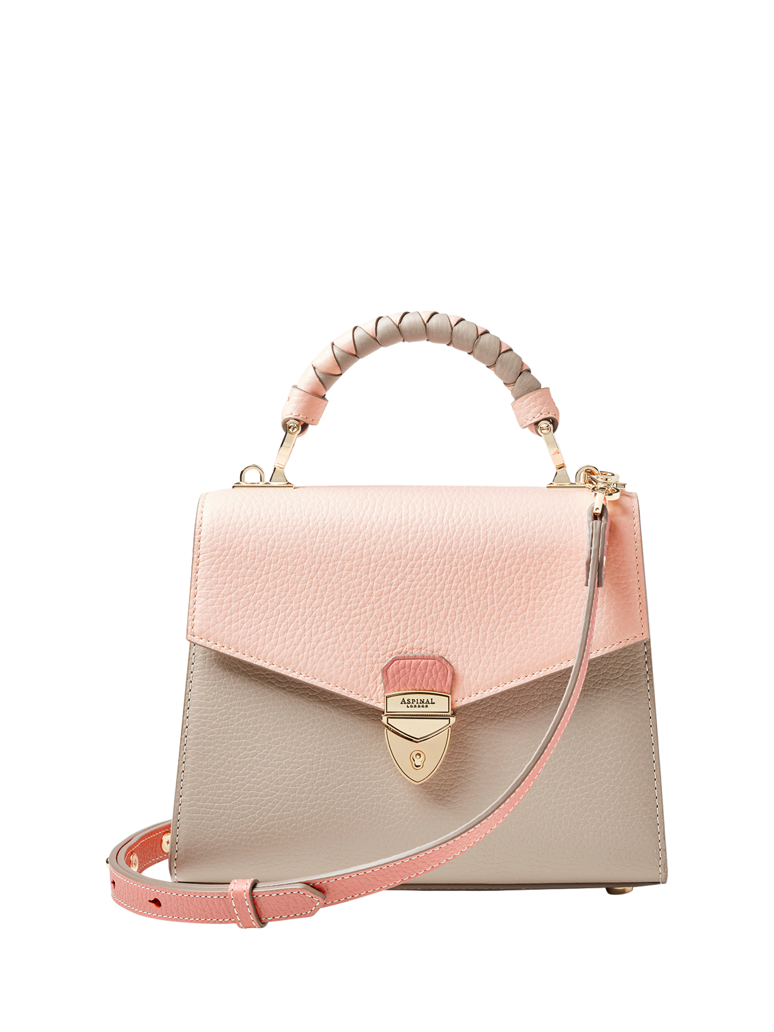 Product image 1 of 4, which shows Aspinal of London Mayfair Midi 2.0 Top Handle Bag, Cloud