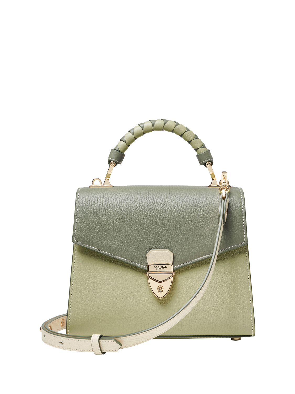 Product image 1 of 4, which shows Aspinal of London Mayfair Midi 2.0 Top Handle Bag, Ivory