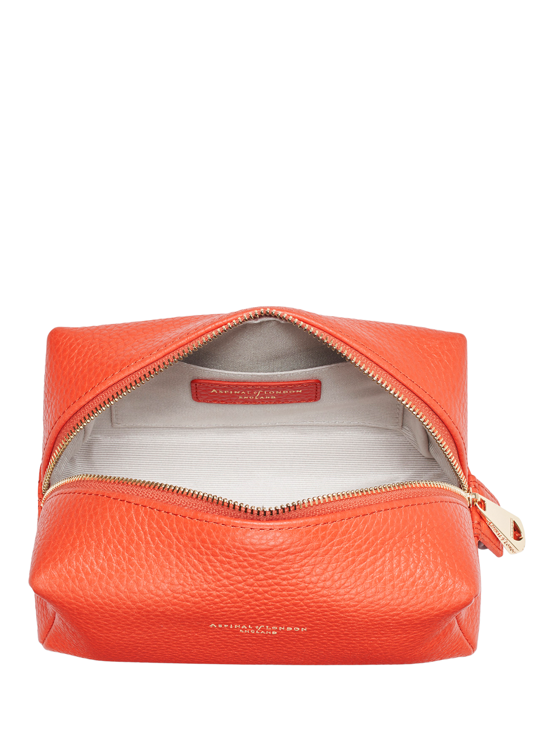 Product image 4 of 4, which shows Aspinal of London London Leather Makeup Bag, Coral