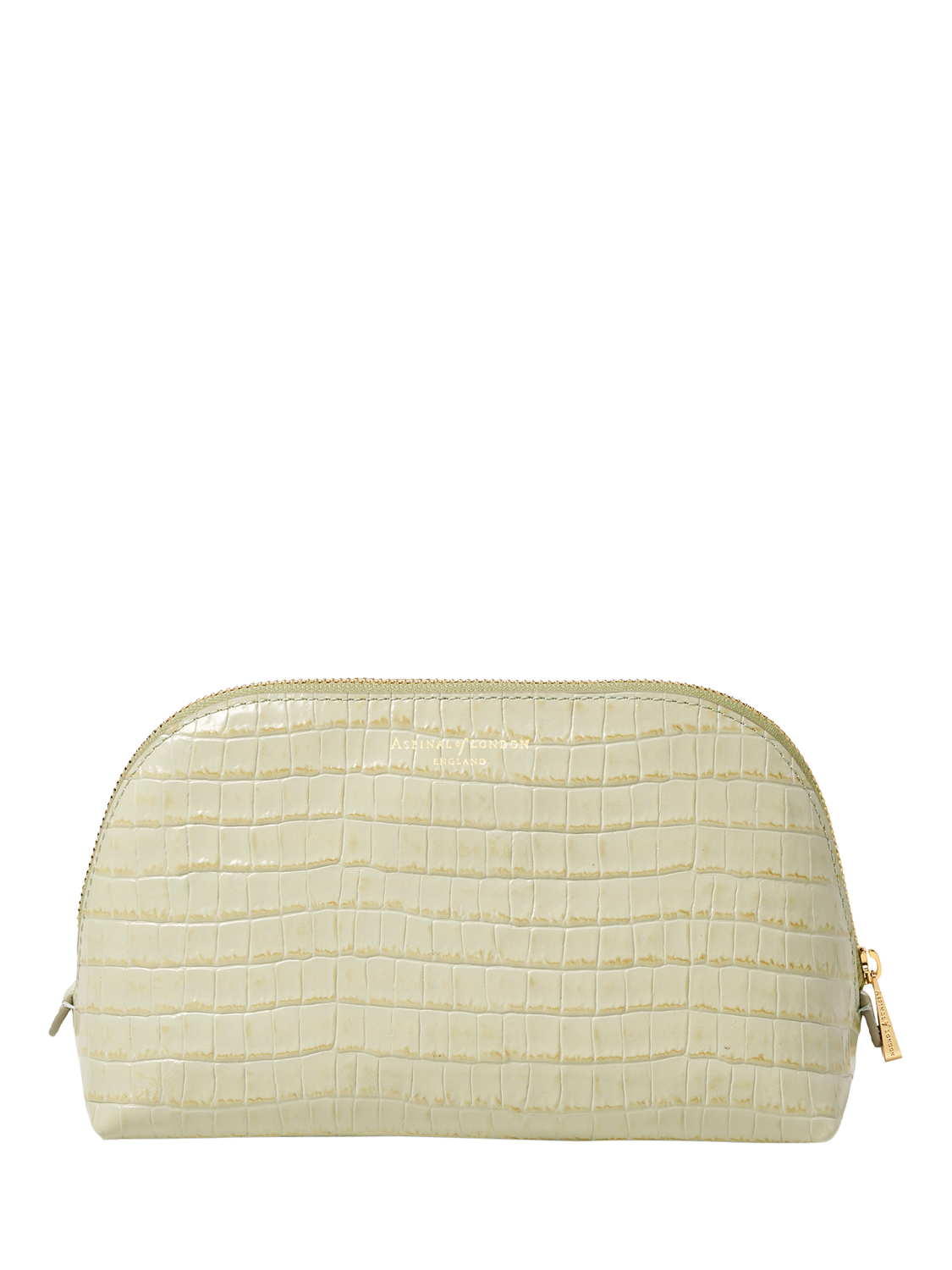 Product image 2 of 4, which shows Aspinal of London Leather Classic Makeup Case, Pistachio
