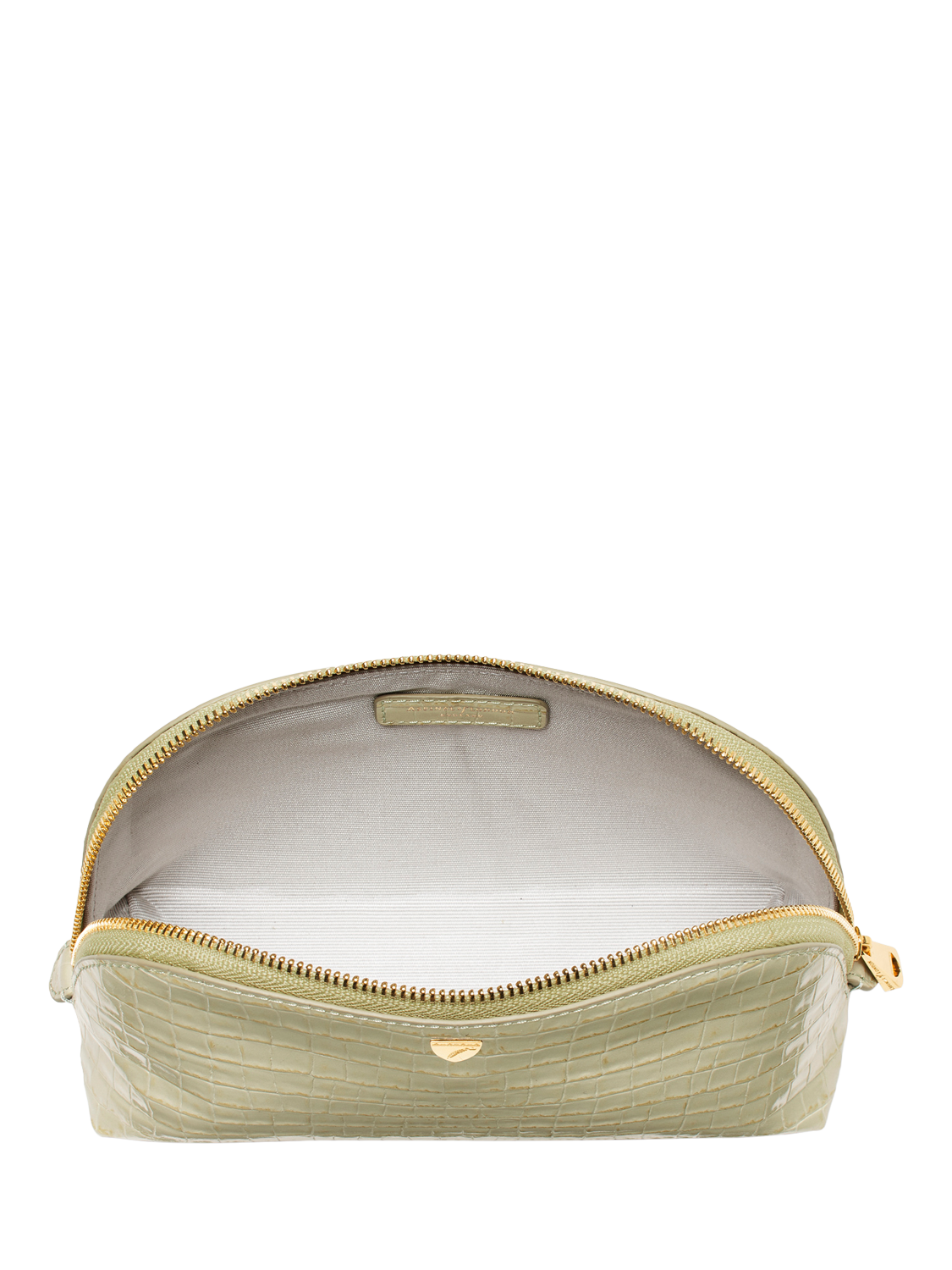 Product image 4 of 4, which shows Aspinal of London Leather Classic Makeup Case, Pistachio