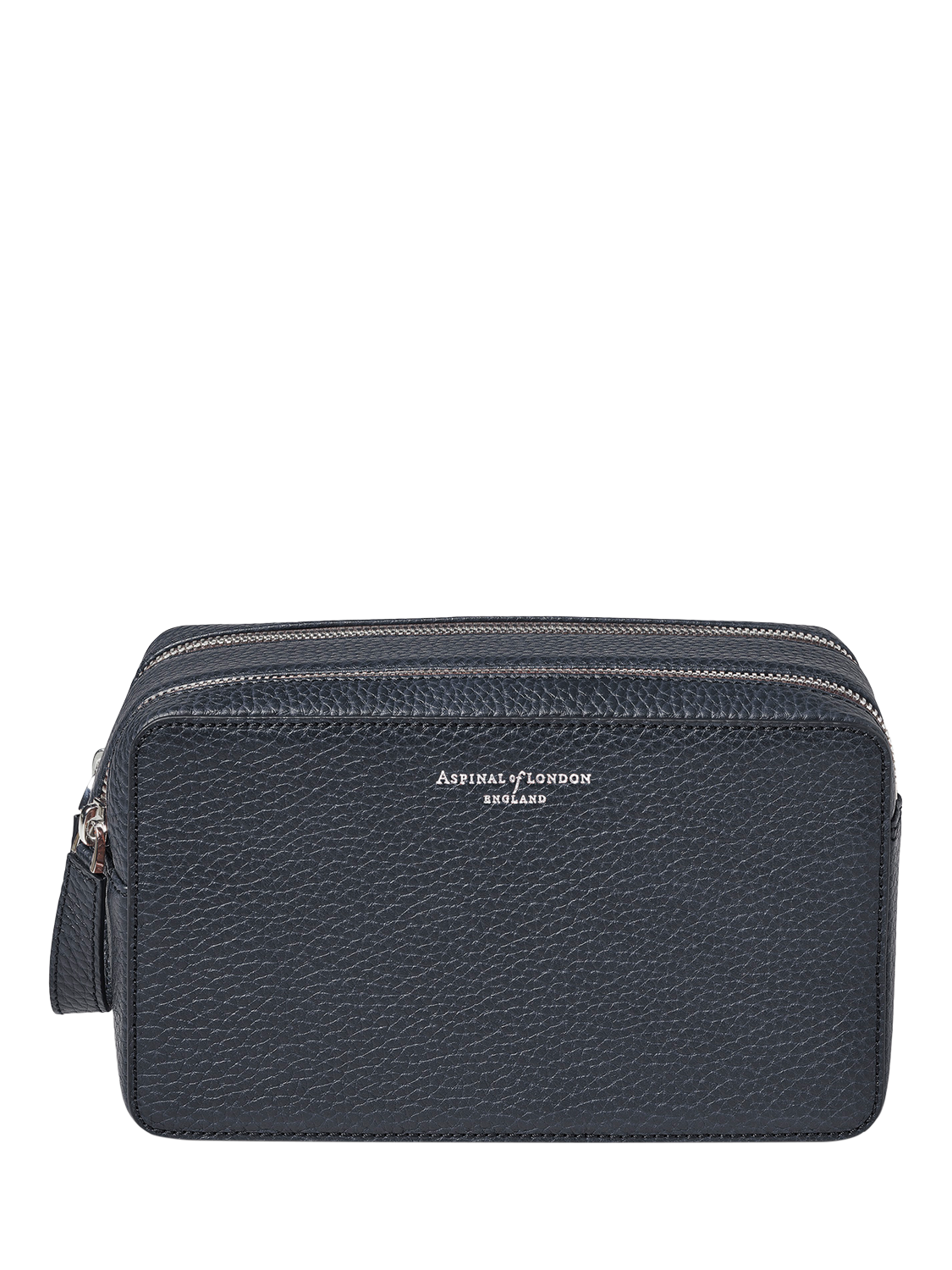 Product image 1 of 4, which shows Aspinal of London Mount Street Pebble Leather Wash Bag, Navy