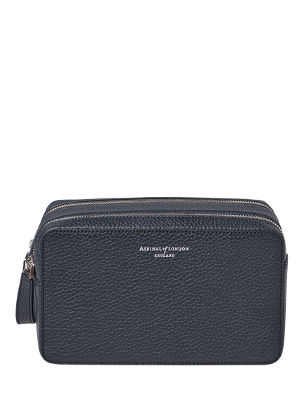 Aspinal of London Mount Street Pebble Leather Wash Bag, Navy, Navy