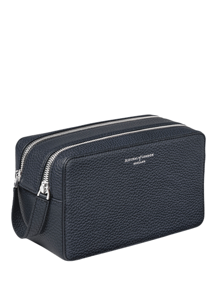 Aspinal of London Mount Street Pebble Leather Wash Bag, Navy - view 2, Navy