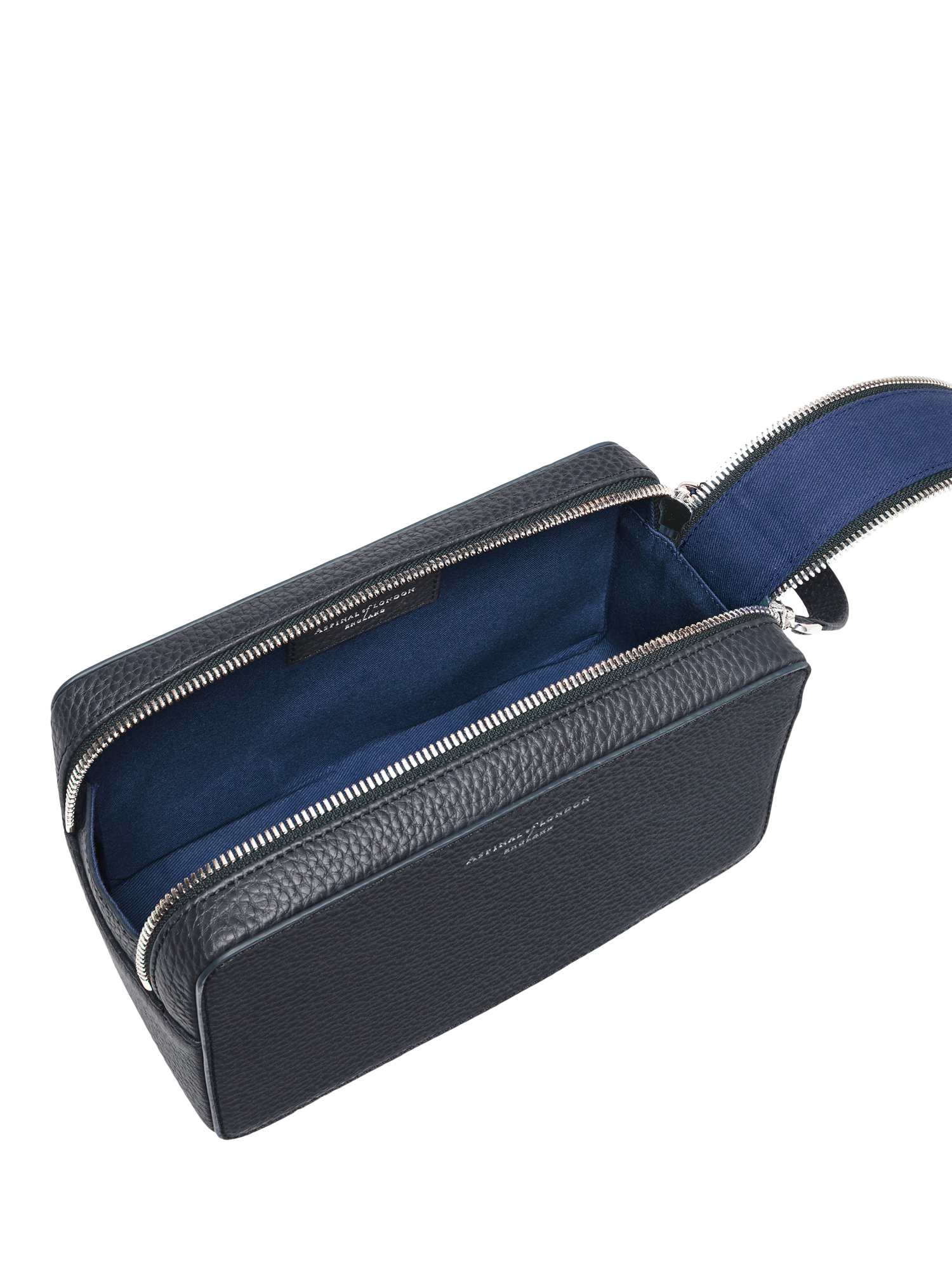 Product image 4 of 4, which shows Aspinal of London Mount Street Pebble Leather Wash Bag, Navy