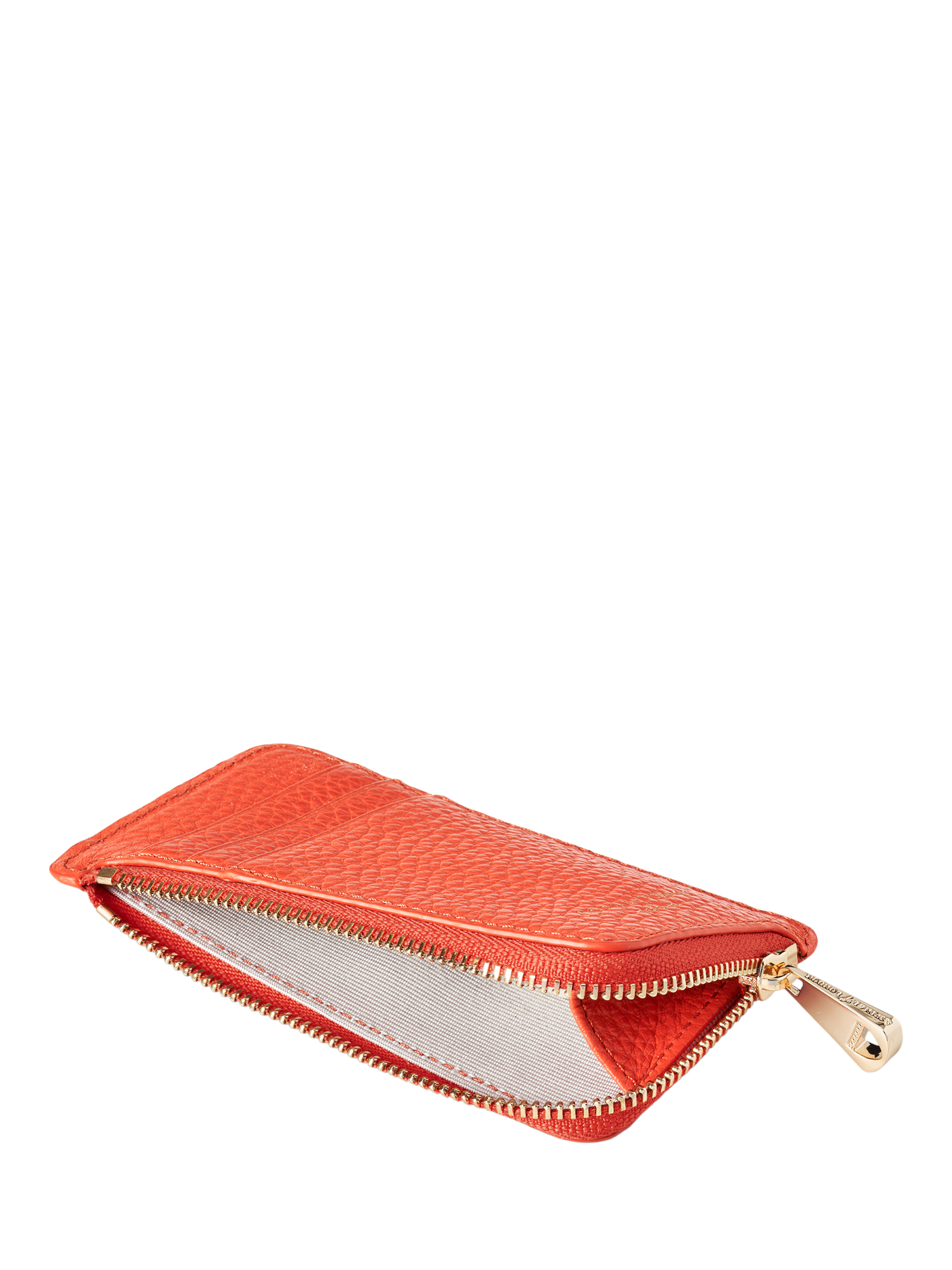Product image 3 of 3, which shows Aspinal of London Pebble Leather Zipped Coin and Card Holder, Coral