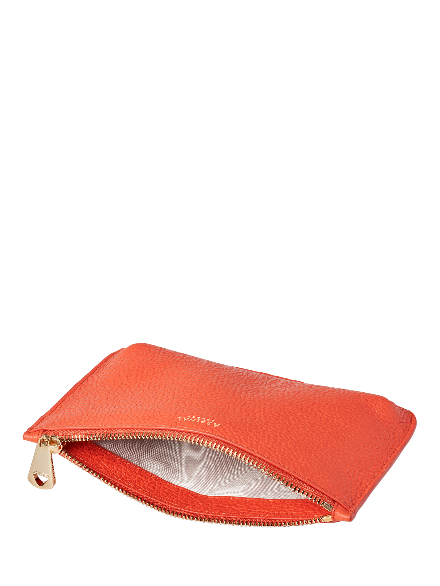 Product image 4 of 4, which shows Aspinal of London Medium Ella Pebble Grain Leather Pouch, Coral